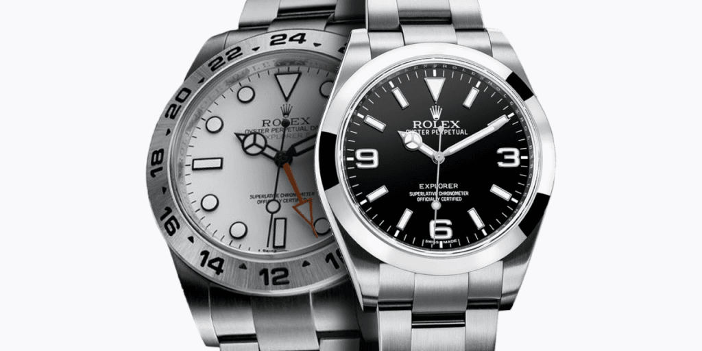 Rolex Explorer 1 and Rolex Explorer 2 side by side